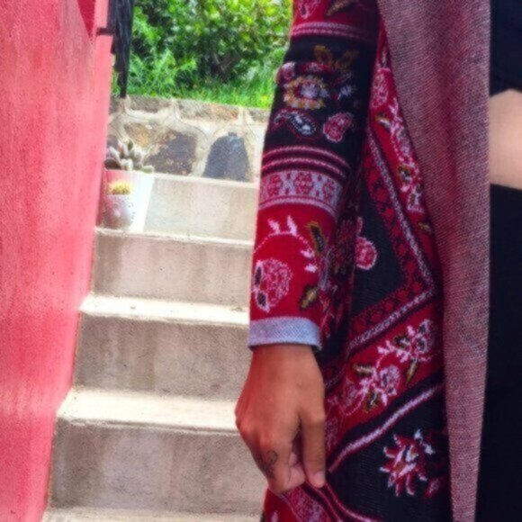 [New] Max Sport LA (XS=4) Knit Duster Style Long Cardigan Sweater Black/Red/Gray - Picture 5 of 8